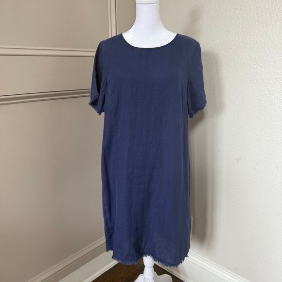 NWT Tommy Bahama Two Palms Linen T-Shirt Dress Navy Sz M Casual Summer Resort - Picture 1 of 10